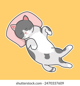 Cat Sleeping Vector Cute Illustration