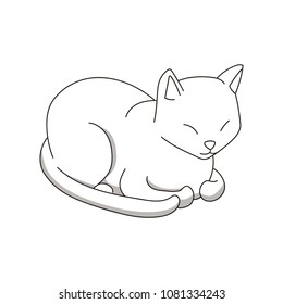 Cat sleeping. Vector illustration