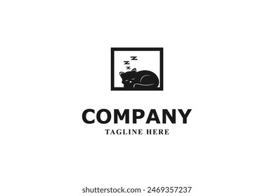 cat sleeping in window logo