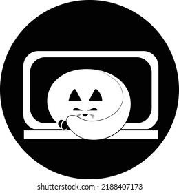 El gato duerme en un icono en la parte superior del regazo