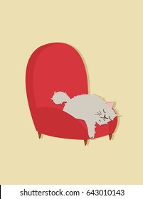 cat sleeps on the sofa