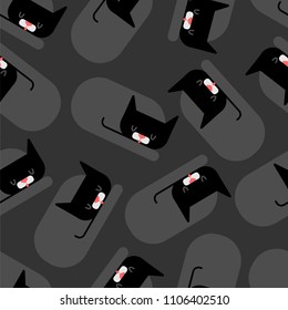 Cat sleeps pattern seamless. Sleeping pet ornament. Vector illustration