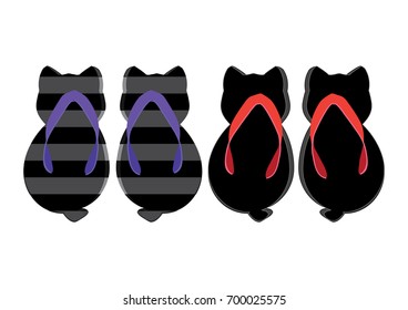 Cat slippers. Vector set. kawaii shoes.