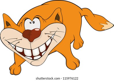 Cat and a smile. Cartoon