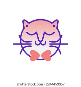 Cat smile emoticon emoji multicolored gradient funny line vector illustration. The head of a cat with a mustache. Bright colored elements animal. Isolated doodle on a white background.