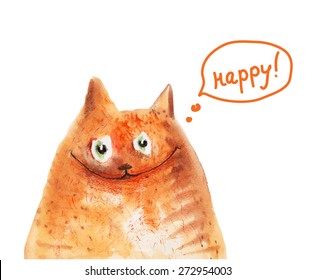 Cat with smile. Happy! Vector