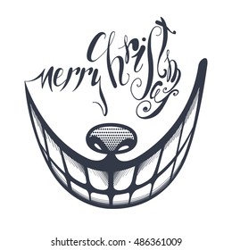 cat smile that says Merry Christmas