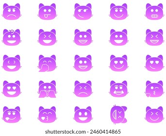 Cat Smiley Glyph Icon Smiley Face Emoji pictogram symbol visual illustration Set