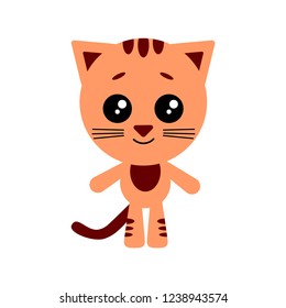 Cat smiling. Cute cartoon character. White background. Flat design. Vector illustration