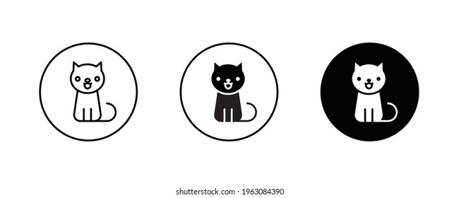 cat smiling icon, pet veterinary clinic shop icons button, vector, sign, symbol, logo, illustration, editable stroke, flat design style isolated on white linear pictogram