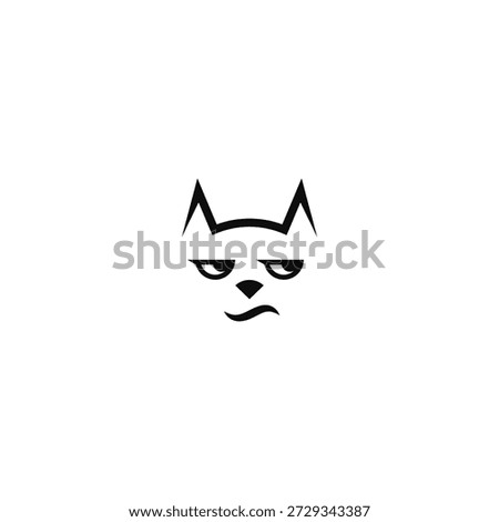 Cat smirking face logo design.