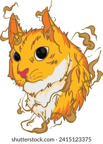 Cat with smoke art illustration design