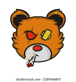 Cat Smoke and Gangster Edgy Logos Style Streetwear Design Orange Color Commercial Use