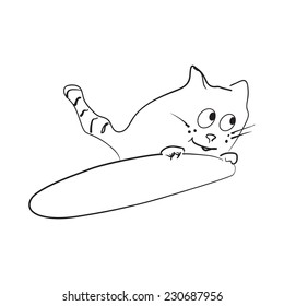 Cat snowboarding. Vector.