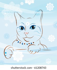  cat and snowflakes.eps10