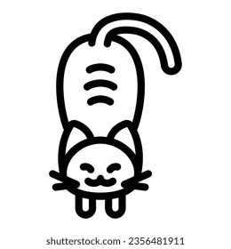 Cat snuggled to floor line icon, funny animals concept, kitty lie on ground vector sign on white background, outline style icon for mobile concept and web design. Vector graphics.