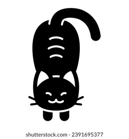 Cat snuggled to floor solid icon, funny animals concept, kitty lie on ground vector sign on white background, glyph style icon for mobile concept and web design. Vector graphics.