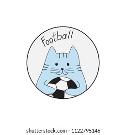 Cat with a soccer ball. Vector illustration.