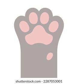Pata gris suave de gato. Ilustración del vector aislada en un fondo blanco