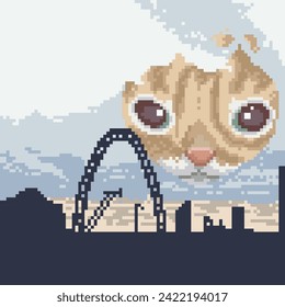 Cat sorry, pixel art meme