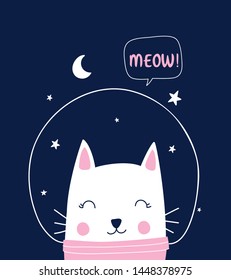 Cat and space illustration vector.