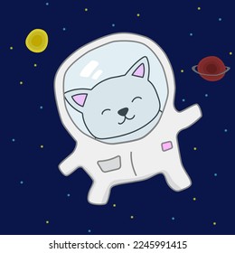 Cat in a spacesuit in space