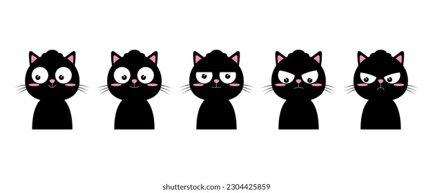 
Cat. The spectrum of emotions from excellent to terrible. Vector illustration of a cat with different emotions on a white background.