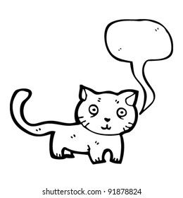 caricatura de gato con burbuja de habla