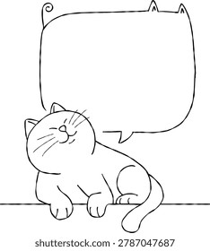 Cat speech bubble cartoon line art cute kitten with speech bubble