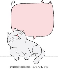 Cat speech bubble cartoon line art cute kitten with speech bubble