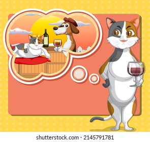 Cat with speech bubble illustration