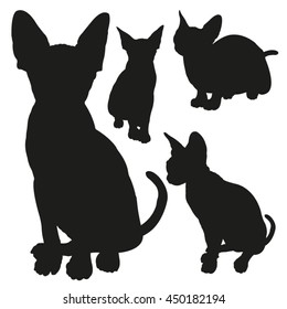 Cat Sphinx Detailed Vector Silhouettes