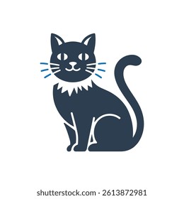 Cat with Spiked Collar Icon On White Background