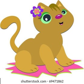 Cat with Spiral Flower