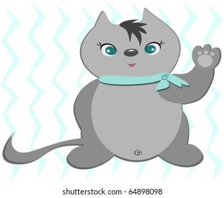Cat with Spirals Background