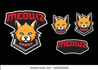 Cat sport / e-sport style mascot logo design isolated on black background