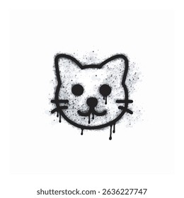 Cat spray icon isolated on white background. Cat graffiti icon sprayed in black on white background. Vector illustration.
