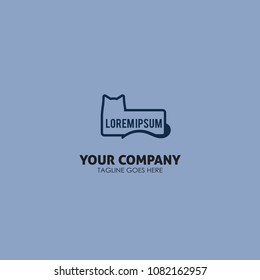 Cat square vector design logo template