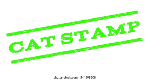 Cat Stamp watermark stamp. Text caption between parallel lines with grunge design style. Rubber seal stamp with dirty texture. Vector light green color ink imprint on a white background.