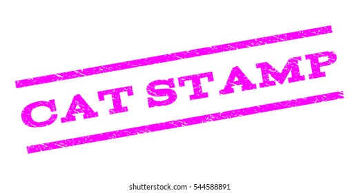 Cat Stamp watermark stamp. Text tag between parallel lines with grunge design style. Rubber seal stamp with dust texture. Vector magenta color ink imprint on a white background.