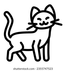 Cat stand line icon, funny animals concept, kitty stay on four paws vector sign on white background, outline style icon for mobile concept and web design. Vector graphics