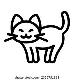 cat stand on four paws line icon, funny animals concept, kitty stand on paws vector sign on white background, outline style icon for mobile concept and web design. Vector graphics