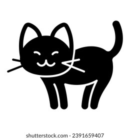 cat stand on four paws solid icon, funny animals concept, kitty stand on paws vector sign on white background, glyph style icon for mobile concept and web design. Vector graphics