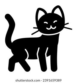 Cat stand solid icon, funny animals concept, kitty stay on four paws vector sign on white background, glyph style icon for mobile concept and web design. Vector graphics