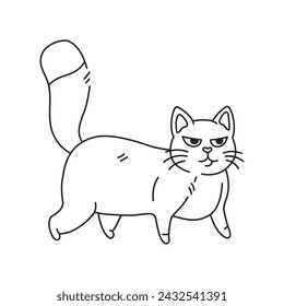 The cat is standing color element. Cartoon cute animal.