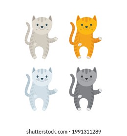 Cat. Standing kitten cat. Cartoon style virus color drawing kitten characters. Part of set. 