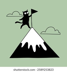 Cat standing on Mountain Peak