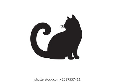 The cat is in a standing posture with a slight curve in its tail, set against a white background.