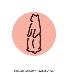 Cat stands in the position color line icon. Pictogram for web page, mobile app, promo.