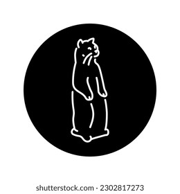 Cat stands in the position of a gopher color line icon. Pictogram for web page, mobile app, promo.